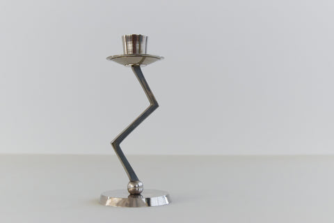Vintage 90s Chrome Zig Zag Candle Holder