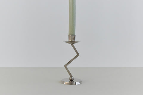 Vintage 90s Chrome Zig Zag Candle Holder