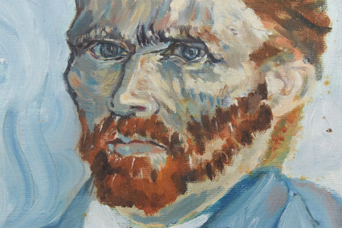 Vintage Acrylic on Board Van Gogh Self Portrait Reproduction Painting