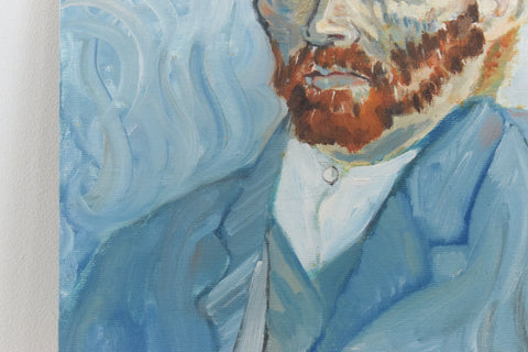 Vintage Acrylic on Board Van Gogh Self Portrait Reproduction Painting