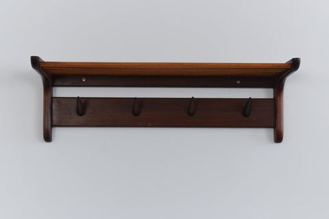 Vintage Afrormosia Wall Mounted Coat Rack with Parcel Shelf by John Herbert for A. Younger Ltd
