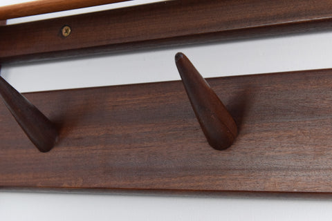 Vintage Afrormosia Wall Mounted Coat Rack with Parcel Shelf by John Herbert for A. Younger Ltd