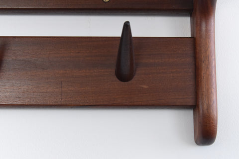 Vintage Afrormosia Wall Mounted Coat Rack with Parcel Shelf by John Herbert for A. Younger Ltd