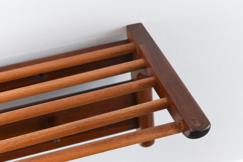 Vintage Afrormosia Wall Coat Rack with Parcel Shelf by John Herbert for A. Younger Ltd