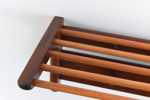 Vintage Afrormosia Wall Coat Rack with Parcel Shelf by John Herbert for A. Younger Ltd