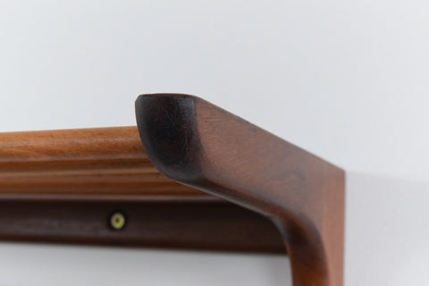 Vintage Afrormosia Wall Coat Rack with Parcel Shelf by John Herbert for A. Younger Ltd