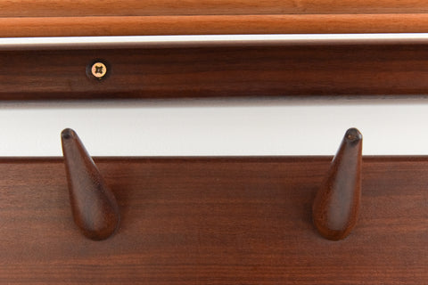 Vintage Afrormosia Wall Coat Rack with Parcel Shelf by John Herbert for A. Younger Ltd