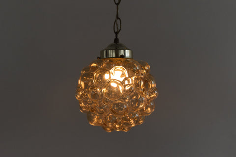 Vintage Amber Bubble Glass Pendant Light