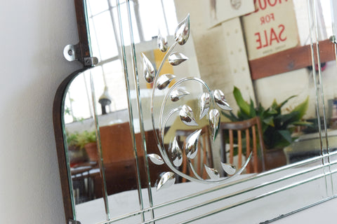 Vintage Art Deco Cut Glass Frameless Overmantle Mirror