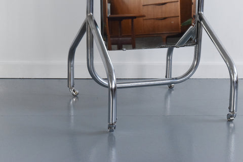 Vintage Art Deco Free Standing Chrome Cheval Mirror