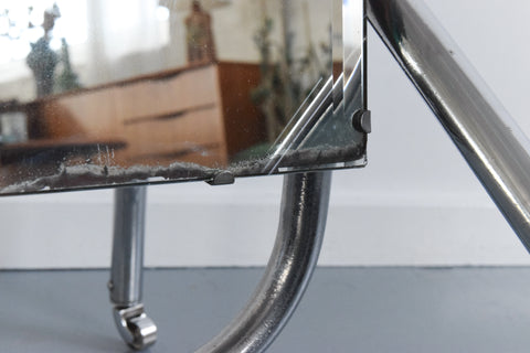 Vintage Art Deco Free Standing Chrome Cheval Mirror