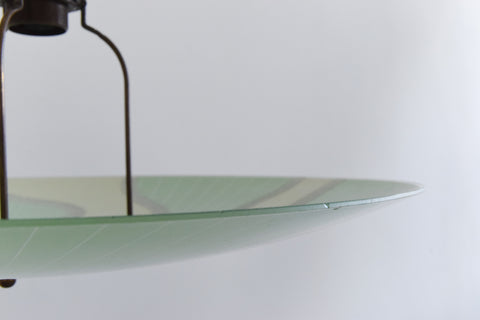 Vintage Art Deco Green Glass Pendant Uplighter