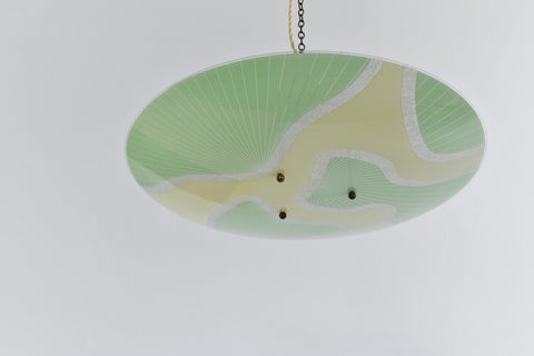 Vintage Art Deco Green Glass Pendant Uplighter