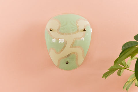 Vintage Art Deco Green Glass Wall Sconce