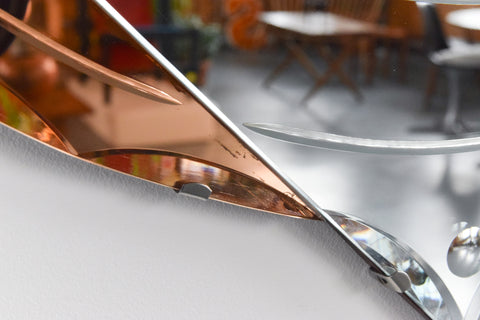 Vintage Art Deco Style Bevelled Mirror with Peach / Rose Gold Panels