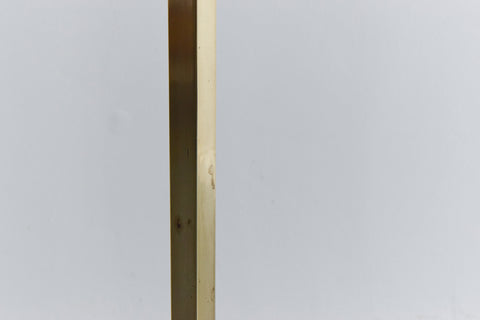 Vintage Art Deco Style Brass and Wood Floor Lamp with New Pleated White Shade
