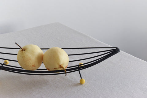 Vintage Atomic Black Wire Fruit Bowl / Basket