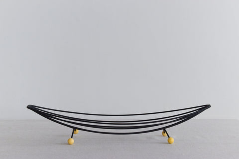 Vintage Atomic Black Wire Fruit Bowl / Basket
