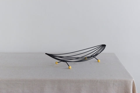Vintage Atomic Black Wire Fruit Bowl / Basket