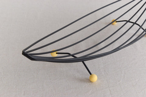 Vintage Atomic Black Wire Fruit Bowl / Basket