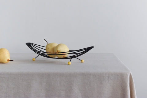 Vintage Atomic Black Wire Fruit Bowl / Basket
