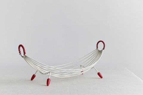 Vintage Atomic White Wire Fruit Bowl / Basket