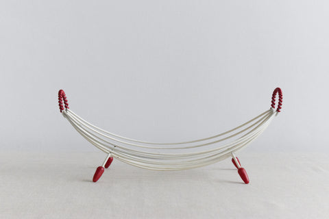 Vintage Atomic White Wire Fruit Bowl / Basket