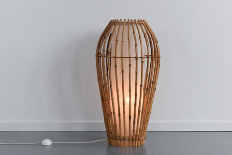 Vintage Bamboo Cocoon Floor Lamp