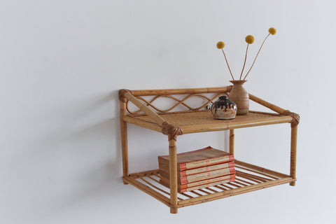 Vintage Bamboo Two Tier Shelf