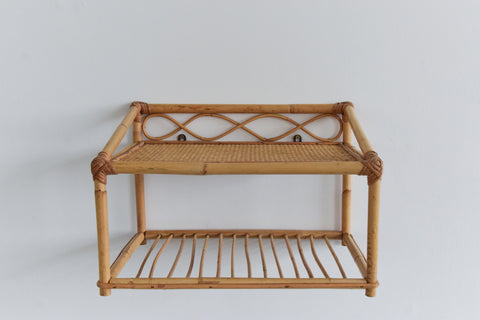 Vintage Bamboo Two Tier Shelf