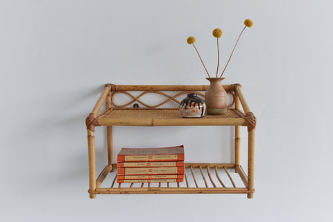 Vintage Bamboo Two Tier Shelf