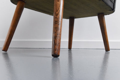 Vintage Black Leatherette Cocktail Chair