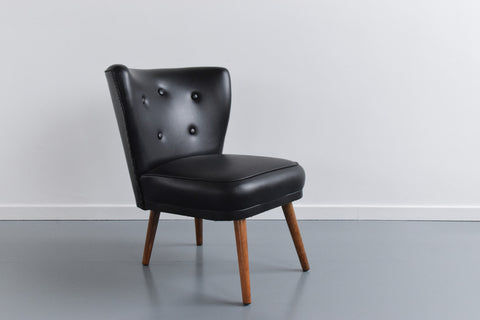 Vintage Black Leatherette Cocktail Chair