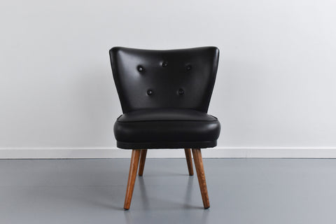 Vintage Black Leatherette Cocktail Chair