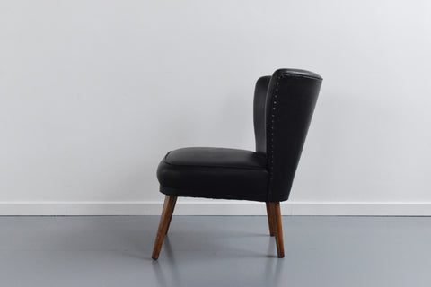 Vintage Black Leatherette Cocktail Chair