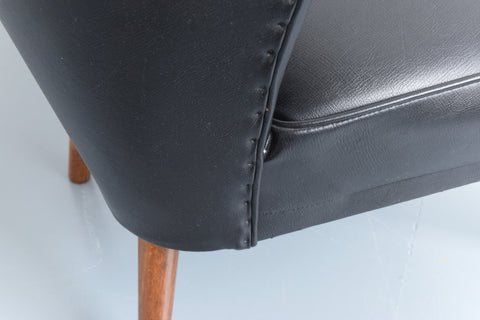 Vintage Black Leatherette Cocktail Chair