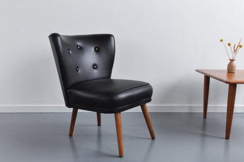 Vintage Black Leatherette Cocktail Chair