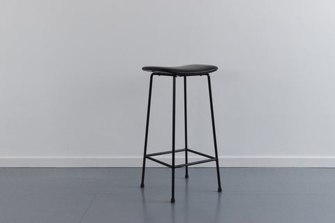 Vintage Black Frank Guille for Kandya Metal Tubular Single Tall Bar Stool