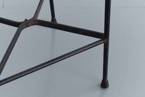 Vintage Black Metal Tubular Single Tall Bar Stool with Woven Top