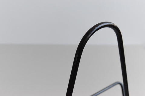 Vintage Black and Red Metal and Plastic Magazine Rack
