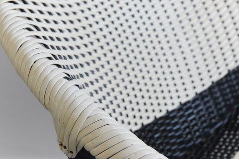 Vintage Black and White Wicker Satellite Chair