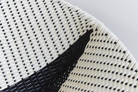 Vintage Black and White Wicker Satellite Chair