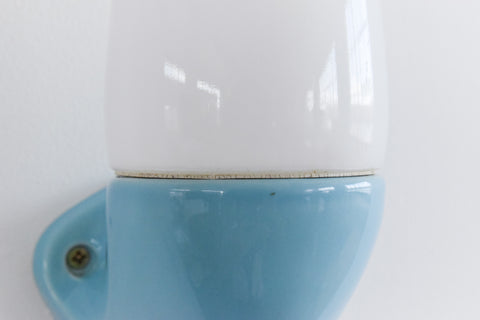 Vintage Blue Ceramic and Glass Wall Light By IFO