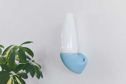 Vintage Blue Ceramic and Glass Wall Light By IFO