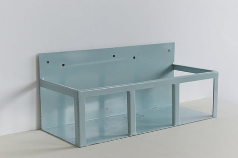 Vintage Blue/Green Metal Industrial Wall Mounted Shelf