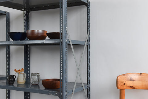 Vintage Grey Blue Dexion Industrial Adjustable Metal Shelving