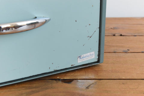 Vintage Blue / Grey Large Metal Single Drawer Filing Cabinet