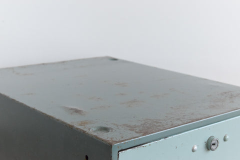Vintage Blue / Grey Large Metal Single Drawer Filing Cabinet