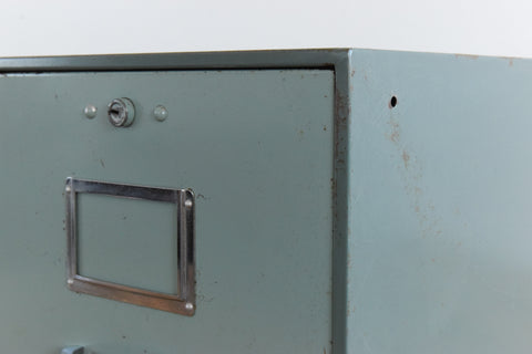 Vintage Blue / Grey Large Metal Single Drawer Filing Cabinet