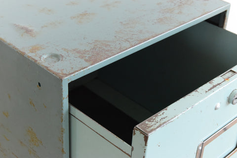 Vintage Blue / Grey Large Metal Single Drawer Filing Cabinet
